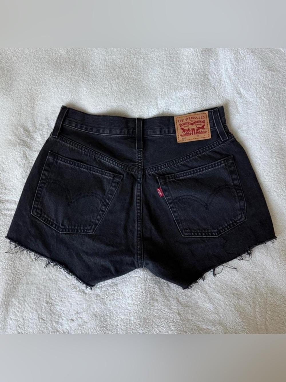 Levi's Black Denim Raw-Hem Cutoff Shorts